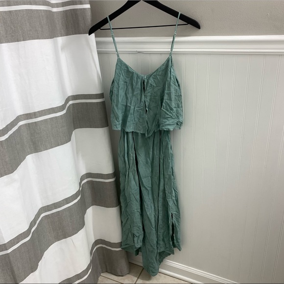 BLUE LIFE Green Teal Acid Wash Sleeveless Side Slit Asymmetrical Dress XS - Picture 8 of 12